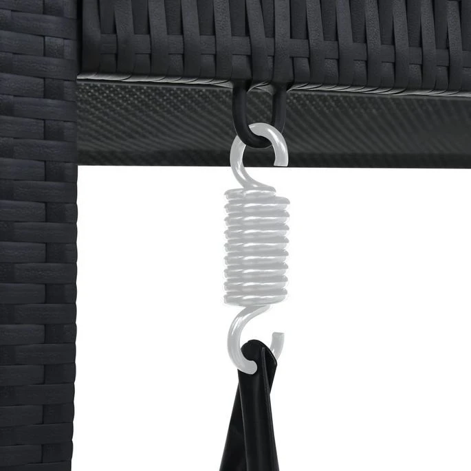 Balancelle à 3 Places De Jardin Avec Auvent Résine Tressée Noir 6 Balancelle à 3 Places De Jardin Avec Auvent Résine Tressée Noir – Image 6