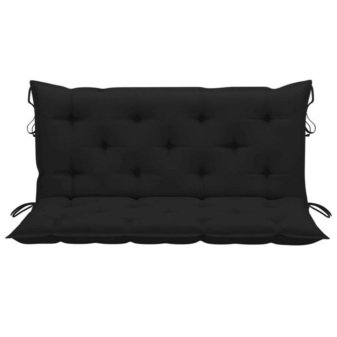 Balancelle Avec Coussin Noir 120 Cm Bois De Teck Solide 3 Balancelle Avec Coussin Noir 120 Cm Bois De Teck Solide – Image 3