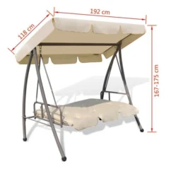 Balancelle D'extérieur Avec Auvent Blanc Sable 3 -Chair Soldes Boutique balancelle d exterieur avec auvent blanc sable 3666722184588 1212002