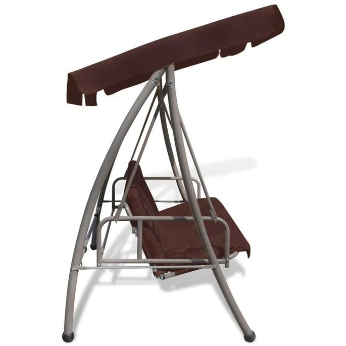 Balancelle D'extérieur Avec Auvent Couleur Café 2 4 Balancelle D'extérieur Avec Auvent Couleur Café 2 – Image 4