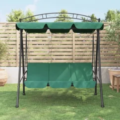 Balancelle De Jardin Avec Auvent Vert 198 Cm Tissu Et Acier