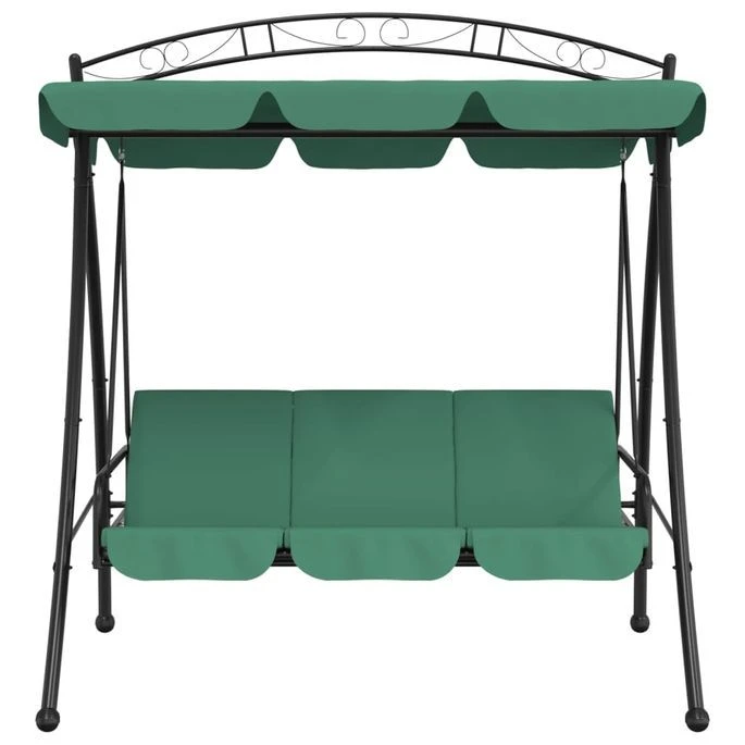 Balancelle De Jardin Avec Auvent Vert 198 Cm Tissu Et Acier 3 Balancelle De Jardin Avec Auvent Vert 198 Cm Tissu Et Acier – Image 3