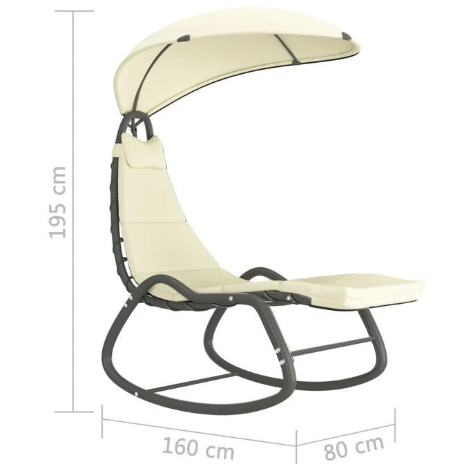 Balancelle De Jardin Crème 160x80x195 Cm Tissu 7 Balancelle De Jardin Crème 160x80x195 Cm Tissu – Image 7
