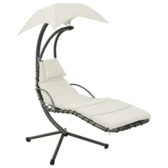 Balancelle De Jardin Crème Et Gris 190x90x200 Cm Tissu