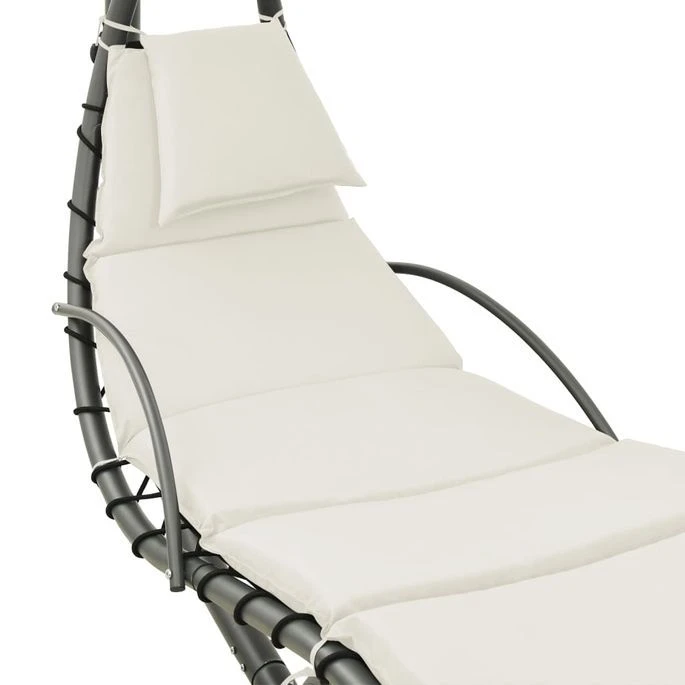 Balancelle De Jardin Crème Et Gris 190x90x200 Cm Tissu 5 Balancelle De Jardin Crème Et Gris 190x90x200 Cm Tissu – Image 5