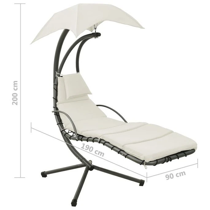 Balancelle De Jardin Crème Et Gris 190x90x200 Cm Tissu 8 Balancelle De Jardin Crème Et Gris 190x90x200 Cm Tissu – Image 8