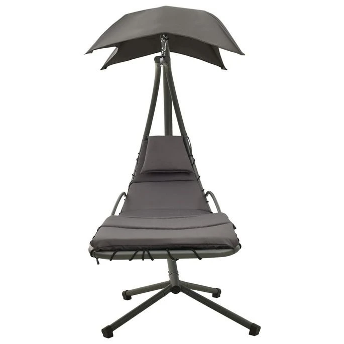 Balancelle De Jardin Gris 190x90x200 Cm Tissu 2 Balancelle De Jardin Gris 190x90x200 Cm Tissu – Image 2