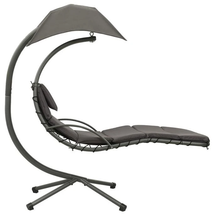 Balancelle De Jardin Gris 190x90x200 Cm Tissu 3 Balancelle De Jardin Gris 190x90x200 Cm Tissu – Image 3