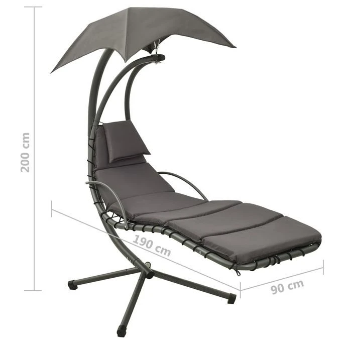 Balancelle De Jardin Gris 190x90x200 Cm Tissu 8 Balancelle De Jardin Gris 190x90x200 Cm Tissu – Image 8