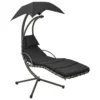 Balancelle De Jardin Noir Et Gris 190x90x200 Cm Tissu