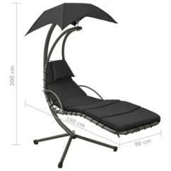 Balancelle De Jardin Noir Et Gris 190x90x200 Cm Tissu -Chair Soldes Boutique balancelle de jardin noir et gris 190x90x200 cm tissu 3666722189323 1195985