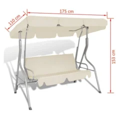 Balancelle Suspendue D'extérieur 3 Places Et Auvent Blanc Sable -Chair Soldes Boutique balancelle suspendue d exterieur 3 places et auvent blanc sable 8718475876588 1354462