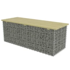Banc à Gabion 120 Cm Acier Galvanisé Et Pinède 2 -Chair Soldes Boutique banc a gabion 120 cm acier galvanise et pinede 3666722270670 1059952