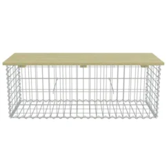 Banc à Gabion 120 Cm Acier Galvanisé Et Pinède 2 -Chair Soldes Boutique banc a gabion 120 cm acier galvanise et pinede 3666722270670 1059953