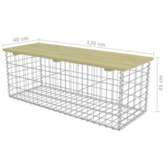 Banc à Gabion 120 Cm Acier Galvanisé Et Pinède 2 -Chair Soldes Boutique banc a gabion 120 cm acier galvanise et pinede 3666722270670 1059955