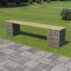 Banc à Gabion 180 Cm Acier Galvanisé Et Pinède