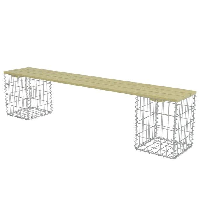 Banc à Gabion 180 Cm Acier Galvanisé Et Pinède 2 Banc à Gabion 180 Cm Acier Galvanisé Et Pinède – Image 2