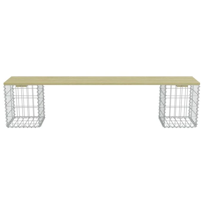 Banc à Gabion 180 Cm Acier Galvanisé Et Pinède 4 Banc à Gabion 180 Cm Acier Galvanisé Et Pinède – Image 4