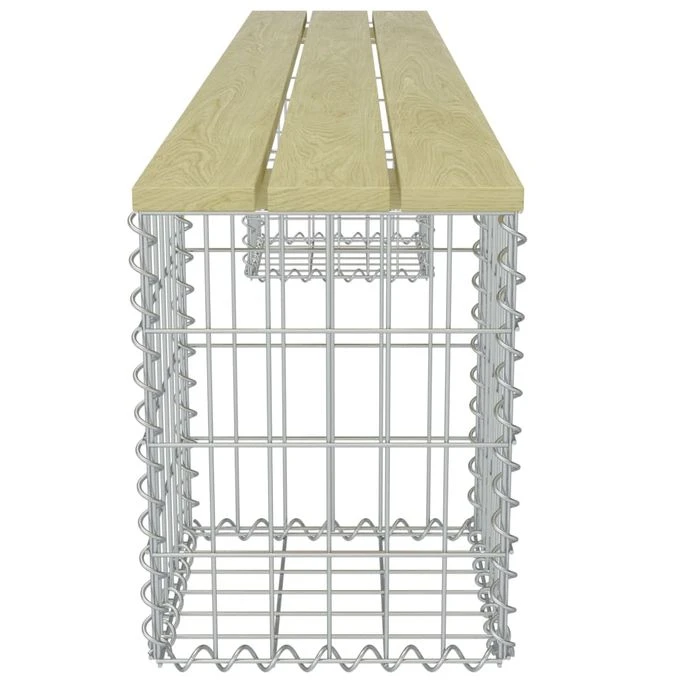 Banc à Gabion 180 Cm Acier Galvanisé Et Pinède 5 Banc à Gabion 180 Cm Acier Galvanisé Et Pinède – Image 5