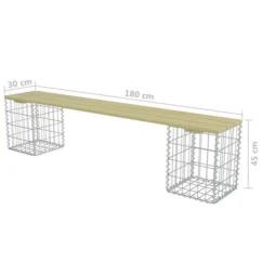 Banc à Gabion 180 Cm Acier Galvanisé Et Pinède 11 Banc à Gabion 180 Cm Acier Galvanisé Et Pinède -Chair Soldes Boutique banc a gabion 180 cm acier galvanise et pinede 8718475799771 775715