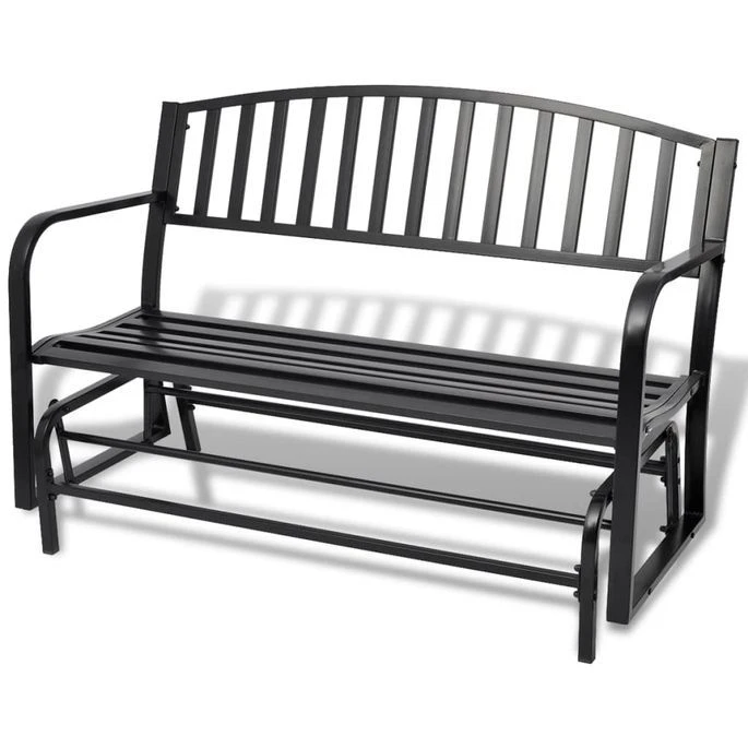 Banc Balançoire En Acier Noir 1 Banc Balançoire En Acier Noir