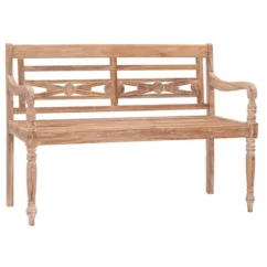 Banc Batavia 120 Cm Huilé En Blanc Bois De Teck Solide