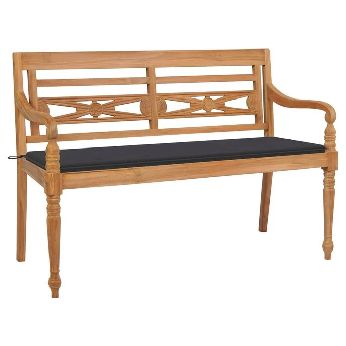 Banc Batavia Avec Coussin Anthracite 150 Cm Bois De Teck Massif 1 Banc Batavia Avec Coussin Anthracite 150 Cm Bois De Teck Massif