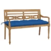Banc Batavia Avec Coussin Bleu 120 Cm Bois De Teck Massif 2