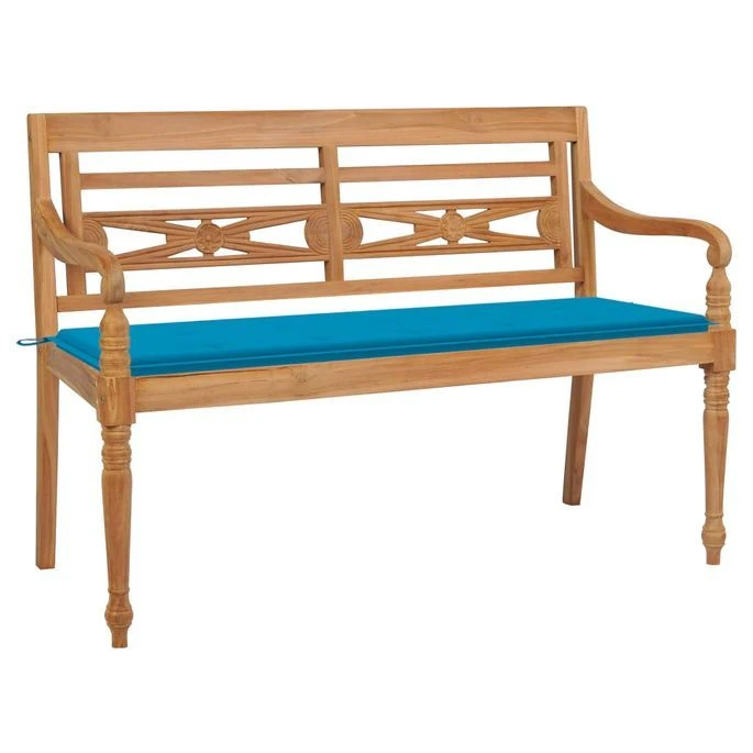 Banc Batavia Avec Coussin Bleu 150 Cm Bois De Teck Massif 3 1 Banc Batavia Avec Coussin Bleu 150 Cm Bois De Teck Massif 3