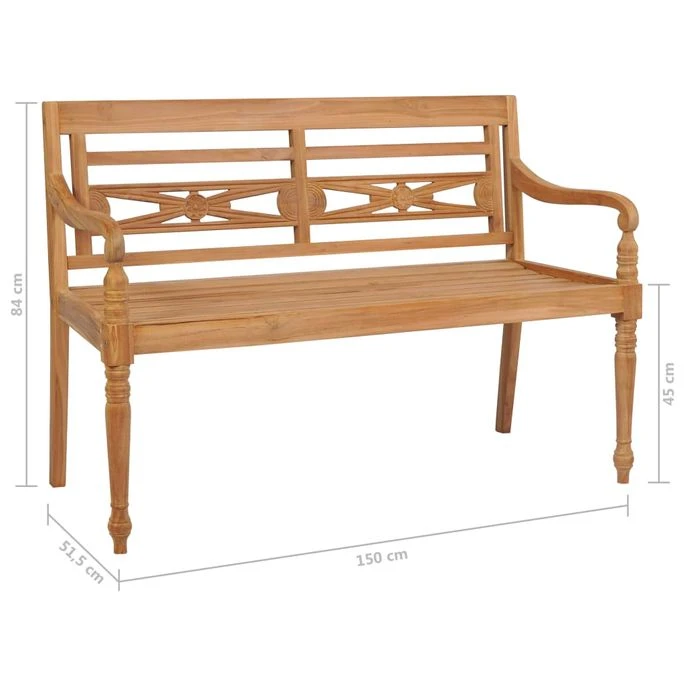 Banc Batavia Avec Coussin Bordeaux 150 Cm Bois De Teck Massif 9 Banc Batavia Avec Coussin Bordeaux 150 Cm Bois De Teck Massif – Image 9