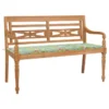 Banc Batavia Avec Coussin Motif De Feuilles 150 Cm Bois De Teck