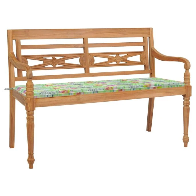 Banc Batavia Avec Coussin Motif De Feuilles 150 Cm Bois De Teck 1 Banc Batavia Avec Coussin Motif De Feuilles 150 Cm Bois De Teck