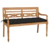 Banc Batavia Avec Coussin Noir 150 Cm Bois De Teck Massif 2