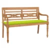 Banc Batavia Avec Coussin Vert Vif 150 Cm Bois De Teck Massif