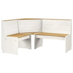 Banc D'angle De Jardin 151 Cm Pin Solide Marron Miel Et Blanc