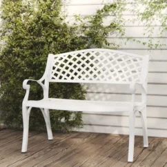 Meilleures ventes -Chair Soldes Boutique banc de jardin 102 cm aluminium coule blanc 3666722171892 1227620