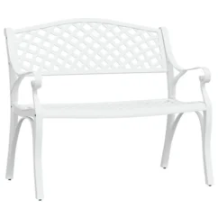 Banc De Jardin 102 Cm Aluminium Coulé Blanc