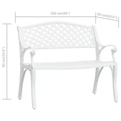 Banc De Jardin 102 Cm Aluminium Coulé Blanc -Chair Soldes Boutique banc de jardin 102 cm aluminium coule blanc 3666722171892 1227626