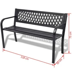 Banc De Jardin 118 Cm Acier Noir -Chair Soldes Boutique banc de jardin 118 cm acier noir 3666722331012 974032