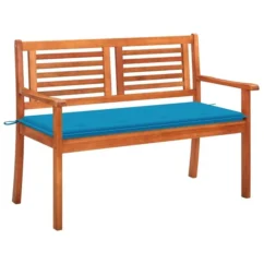 Banc De Jardin 2 Places Avec Coussin 120 Cm Bois D'eucalyptus 25