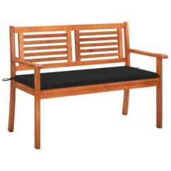 Banc De Jardin 2 Places Avec Coussin 120 Cm Bois D'eucalyptus 5