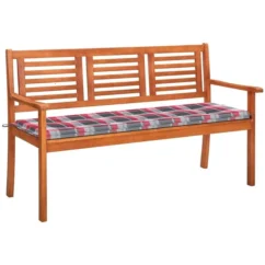 Banc De Jardin 3 Places Avec Coussin 150 Cm Bois D'eucalyptus 6