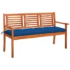 Banc De Jardin 3 Places Avec Coussin 150 Cm Bois D'eucalyptus 25