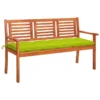 Banc De Jardin 3 Places Avec Coussin 150 Cm Bois D'eucalyptus 26