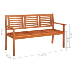 Banc De Jardin 3 Places Avec Coussin 150 Cm Bois D'eucalyptus 26 -Chair Soldes Boutique banc de jardin 3 places avec coussin 150 cm bois d eucalyptus 8720286234150 815031
