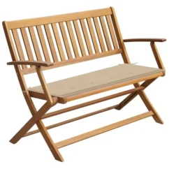 Banc De Jardin Avec Coussin 120 Cm Bois D'acacia Massif 3