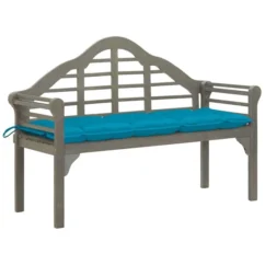 Banc De Jardin Avec Coussin 135 Cm Bois D'acacia Massif Gris 6