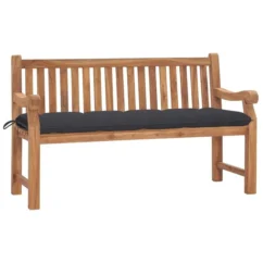 Banc De Jardin Avec Coussin 150 Cm Bois De Teck Massif 4