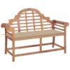 Banc De Jardin Avec Coussin Beige 120 Cm Bois De Teck Massif