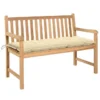 Banc De Jardin Avec Coussin Blanc Crème 120 Cm Bois De Teck 3